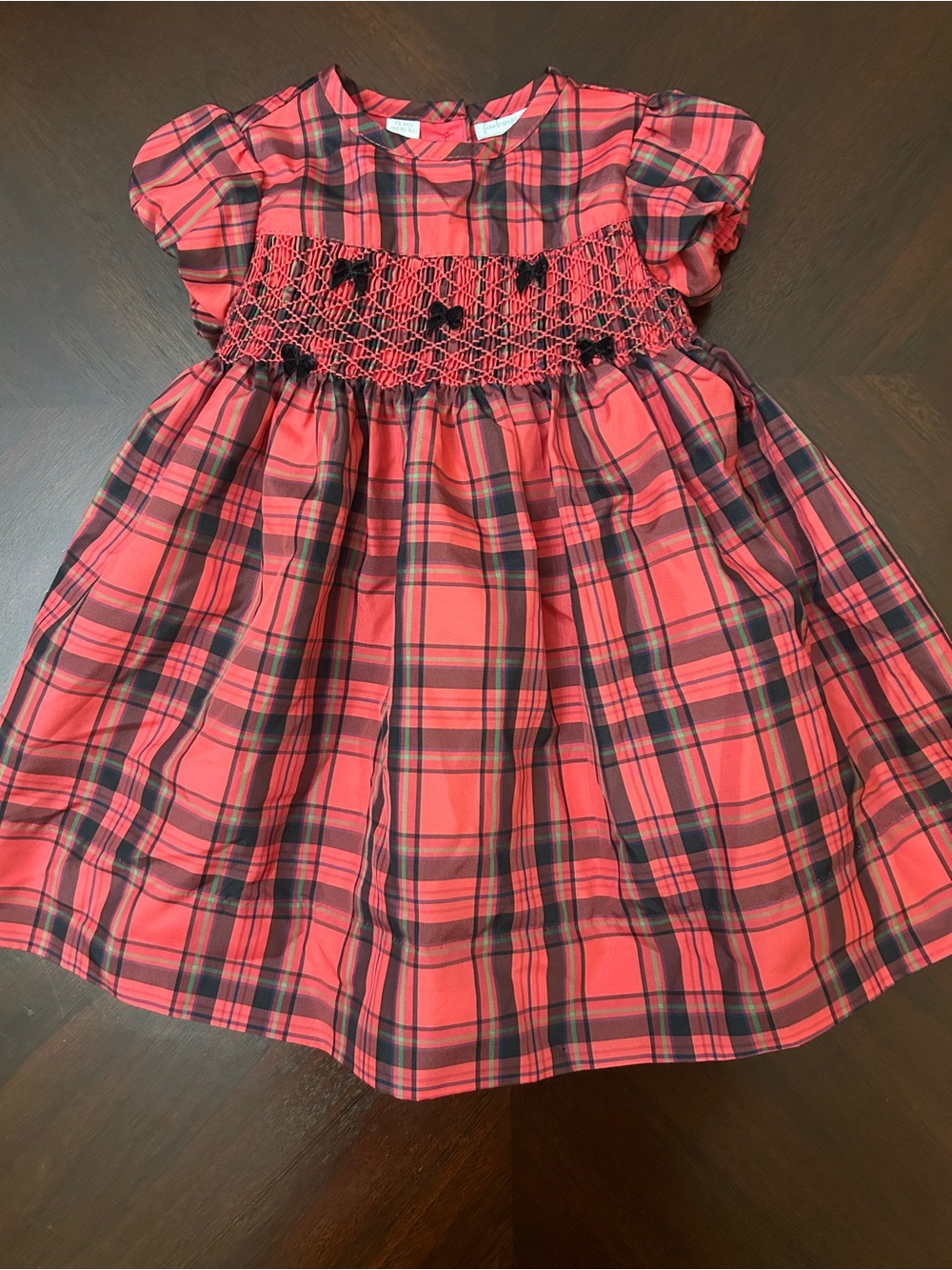 First Impressions Plaid Smocked Holiday Dress 12 Months Christmas